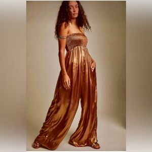 Free People Special Edition Gold Julie Jumpsuit Size S